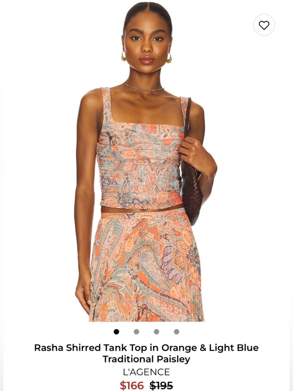 L'AGENCE Rasha Paisley Ruched Mesh Tank